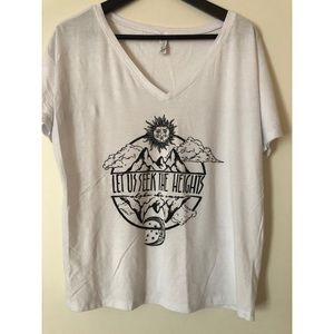 White Alpha Chi Omega White Oversized V neck Tee